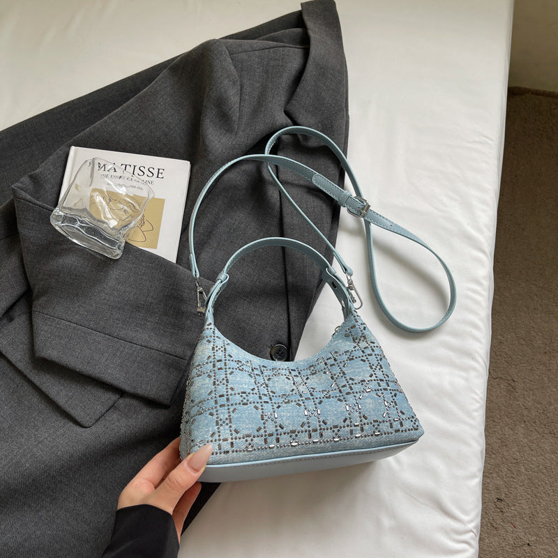 Wholesale Bright diamond handbag textured shoulder crossbody bag